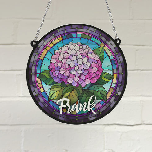 Hydrangea Personalised Stained Glass Effect Suncatcher